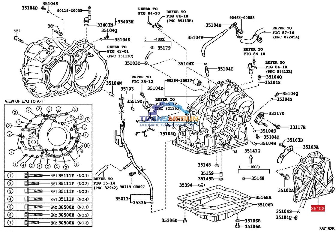 Toyota RAV4 U140F dört vitesli otomatik vitesi için vites arka kapağı 35102-42010