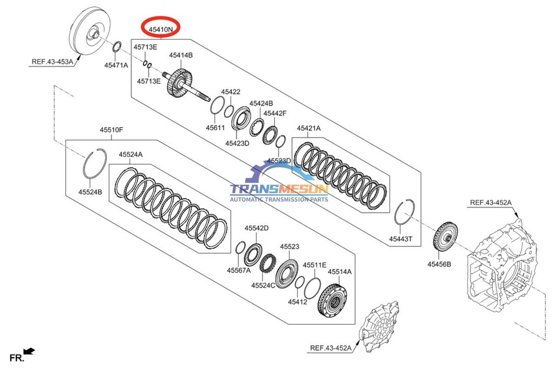 Kullanılmış 454143F800 otomatik şanzıman onarım kiti Kia Sorento 2.0L için Retainer Assembly-35R Clutch A6MF2-2