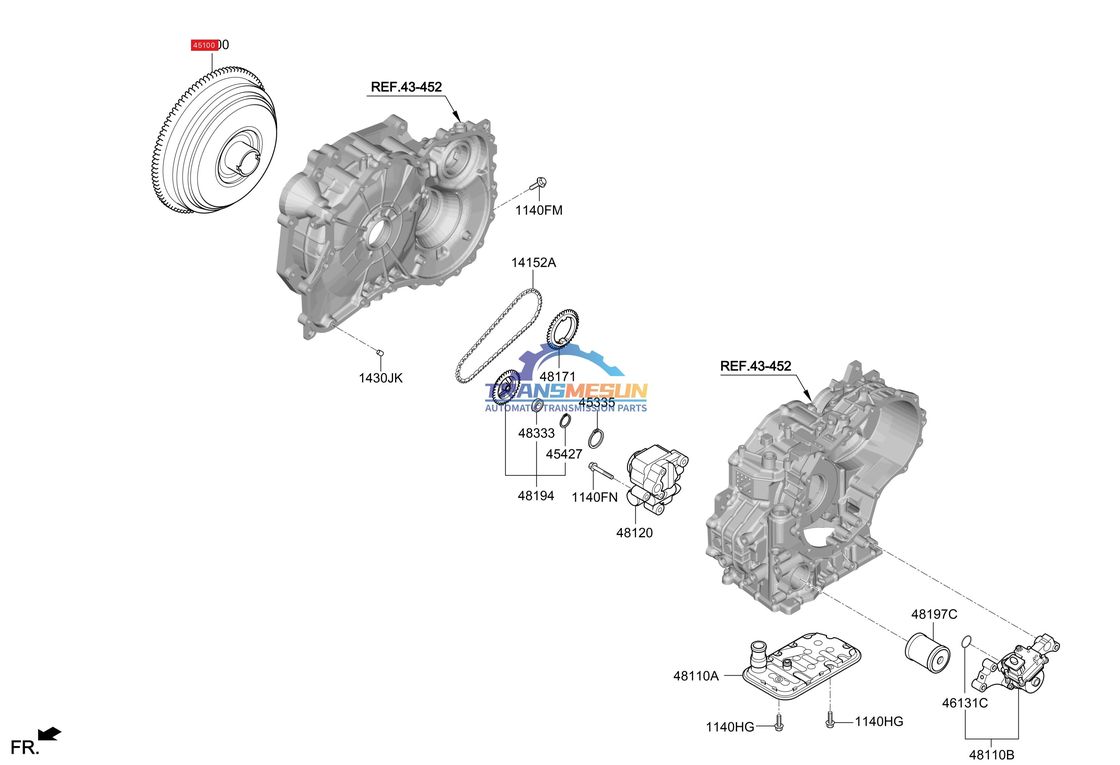 Yeniden üretilen C0GF1 CVT şanzıman tork dönüştürücü 451002H000 2019-2023 için HYUNDAI KIA IX25 K3 1.5T 2WD G4FL